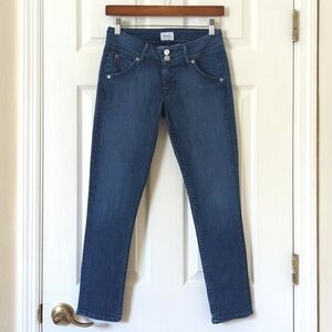 Hudson Collin Medium Wash Low Rise Flap Pocket Cropped Denim Skinny Jeans 26